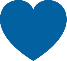 Blue icon in the shape of a heart